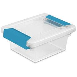 STERILITE 19698606 Mini Clip Storage Boxes Clear with Blue Aquarium Latches 12 Pack free Microfiber towel