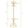 72" Wood Elegant Coat Rack Free Standing with Umbrella Holder 12 Hooks Wooden Tree Stand, Entryway Jacket Clothes Hat Hanger Hall Furniture