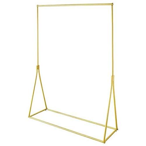 FURVOKIA Modern Simple Heavy Duty Metal Rolling Garment Rack with Wheel,Retail Display Clothing Rack,Wrought Iron Single Rod Floor-Standing Hangers Clothes Shelves (Gold Round Tube, 47.2 L)