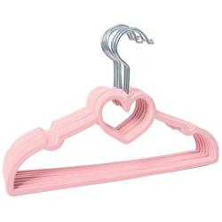 42cm 20 Random Color Anti-Skid Velvet Hanger for Womens Garment Heart Type Flocking Clothes Hangers Wardrobe Space Saving