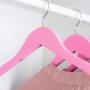 Harbour Housewares Wooden Coat/Clothes Hangers - Trouser Bar & Notches - Pastel Pink - Pack of 10