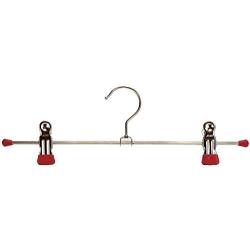 Mawa by Reston Lloyd Non-Slip Space-Saving Clothes Hanger for Pants & Skirts with Two Clips, Style K/40D, Set of 2, 15 3/4" L, Red