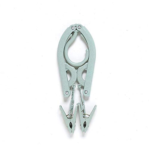 Folding Hanger, Wllsagl Xouwvpm Clothes Hangers Portable Wheat Straw Materials Travel Clothes Drying Plastic Travel Portable Holders Windproof Hanger (Green)