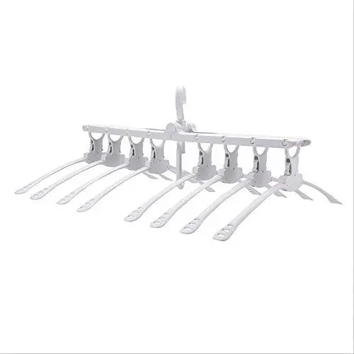 KIPB Foldable Clothes Hanger Space Saver Multi-Function Home Clothing Pink, White Rack Home, Travel Modern White
