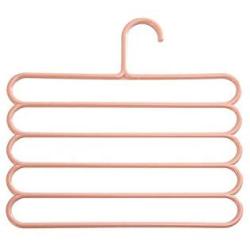 High-tech type 5 Layers Non Slip Multifunctional Clothes Hangers Pants Storage Hangers Cloth Rack Multilayer Storage Rack Hanger,Light Pink