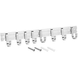 uxcell Wall Mounted Adjustable Silver 8 Hangers Towel Hat Coat Clothes Wall Hook Rack Rail With Screw 1pcs