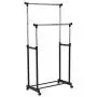 Portable Double Rail Adjustable Garment Rack Rolling Clothes Hanger Heavy Duty New #560