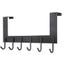 WEBI Over The Door Hook Door Hanger:Over The Door Towel Rack with 6 Coat Hooks for Hanging,Metal Towel Hanger Door Coat Hanger Over Door Coat Rack for Towels,Clothes,Back of Bathroom,Black