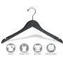 The Great American Hanger Company Black Wood Top Hanger, Boxes of 50 Space Saving 17 Inch Flat Wooden Hangers w/Chrome Swivel Hook & Notches for Shirt Jacket or Dress