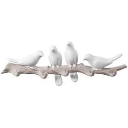 Entryway Coat Tree Coat Rack Free Standing Decor Wall Mounted Coat Rack for Coats Hats Keys Towels Clothes Storage Hanger Birds on Tree Branch Hanger Storage Hat Stand ( Color : White , Size : L )