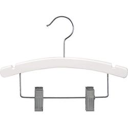 White Kids Combo Hanger, Arched 12 Inch Wood Hanger with Clips and Notches (Box of 100) by The Great American Hanger Company