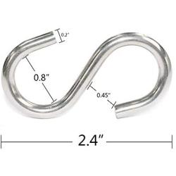 Ugotfeels S Hooks Marine Grade 316 Stainless Steel | 2.4'' Long 0.2''Thickness | S Shaped Hook Hammock Hooks for Hanging and Utility Use - Each Hook Hold 150 lbs - 2 Packs