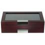 TimelyBuys 8 Compartment Cherry Wood Tea Boxes Storage Organizer Chest Boxes Gourmet Tea Coffee Glass Top Display Lid