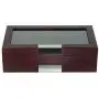 TimelyBuys 8 Compartment Cherry Wood Tea Boxes Storage Organizer Chest Boxes Gourmet Tea Coffee Glass Top Display Lid