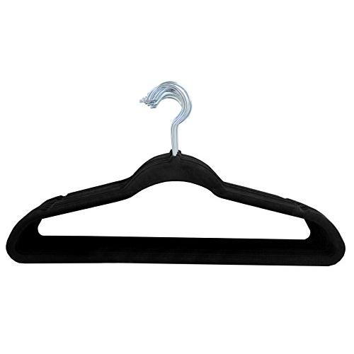 Kenton Grey Adults Size, Premium Heavyweight Velvet Hangers ? Ultra-Thin, Space Saving, No-Slip, Strong & Durable For Adult Clothing - Set of 50, Black