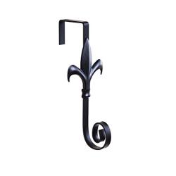 Evergreen Flag Sturdy Black Iron Fleur-de-Lis Over-The-Door Metal Door Décor Hanger - 3.5" Wide x 4" Depth x 8" High