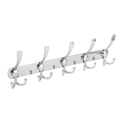 Efaithtek Wall Mount Hook Hanger Hook Rail Chrome Plated Steel Coat Robe Clothes Towel Rack (15 hooks)