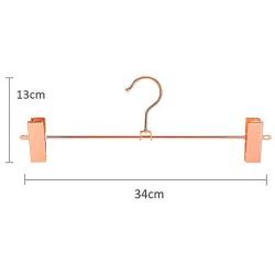 Jetdio Metal Heavy Duty Pants Skirt Slack Hangers,Trousers Hangers with Two Adjustable Non Slip Clips Hanger Rack Swivel Hook, 12 Pack, Copper Gold