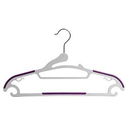 FIND_K Plastic Hangers, Durable Clothes Hangers with Non-Slip Pads, Space Saving Easy Slide Organizer for Bedroom Closet, Great for Shirts, Pants, Scarves, Strong Enough for Coat 1EA(Purple)