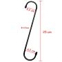 YourGift 6 Pack Extra Long S Hooks 10 inch X-Large S Shaped Hooks Heavy Duty Black Hooks for Hanging Plant, Hooks for Closet, Flower, Basket, Patio, Indoor and Outdoor Uses (6 Pack, 10 inches)