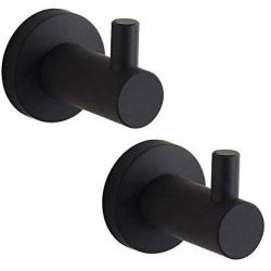 Bathroom Matt Black 2pcs Robe Hook Clothes Hook Coat Hook Hanger of Stainless Steel Construction Wall Mounted