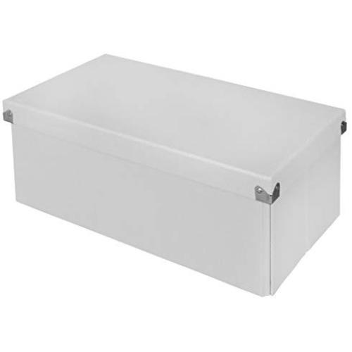 Pop n’ Store Decorative Storage Boxes with Lid, Collapsible and Stackable, Essential DVD Storage Box, Interior Size (14.624x7.5x5.75”) White
