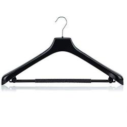 HANGERWORLD 5 Black 19.7inch Plastic Coat Clothes Garment Pant Skirt Bar Hangers 1.96inch Broad Shoulder Support