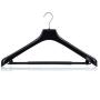 HANGERWORLD 5 Black 19.7inch Plastic Coat Clothes Garment Pant Skirt Bar Hangers 1.96inch Broad Shoulder Support