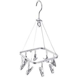 Senbowe Foldable Clip and Drip Hanger, Drying Hanger, Clothes Drying Rack Sock Hanger Underwear Hanger with 8 Clips for Towels, Bras, Baby Clothes, Gloves, Aluminium Alloy Laundry Hanging Air Dryer