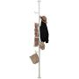 soges Standing Tension Rod Drying Rack Hat Clothes Rack Laundry Hanging Rack, Adjustable Height No Drill Easy Assemble, Stainless Steel 5.9~10.17 ft, White KS-D6011-WH