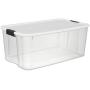 STERILITE 19909804 116 Quart/110 Liter Ultra Latch Box, Clear with a White Lid and Black Latches