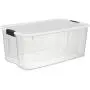 STERILITE 19909804 116 Quart/110 Liter Ultra Latch Box, Clear with a White Lid and Black Latches STERILITE 19909804 116 Quart/110 Liter Ultra Latch Box, Clear with a White Lid and Black Latches