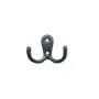 Ecago 20 Pieces Double Prong Robe Hook Rustic Hooks Retro Cloth Hanger with 40 Pieces Screws (Black)