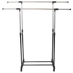 Cypress Shop Rolling Laundry Drying Rack Heavy Duty Adjustable Telescopic Double Rails Garment Clothing Hanging Dryer Storage Hanger Clothes Balcony Room Household Home Furniture