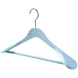 SAASNY Plastic Hangers,5 Extra Wide 45cm Heavy Duty Blue Plastic Jacket Clothes Garment Hangers with Non Slip Trouser Bar,Extra Smooth Finish,for Drying and Storage