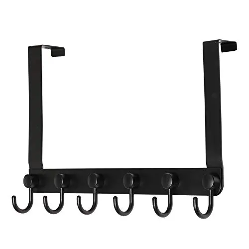 SKOLOO Over The Door Hanger, Assembly & Heavy Duty - 6 Hooks, Stainless Steel Over Door Hooks for Hanging, Over The Door Towel Rack for Bathroom Over The Door Coat Rack, Black SKOLOO Over The Door Hanger, Assembly & Heavy Duty - 6 Hooks, Stainless Steel Over Door Hooks for Hanging, Over The Door Towel Rack for Bathroom Over The Door Coat Rack, Black