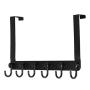 SKOLOO Over The Door Hanger, Assembly & Heavy Duty - 6 Hooks, Stainless Steel Over Door Hooks for Hanging, Over The Door Towel Rack for Bathroom Over The Door Coat Rack, Black