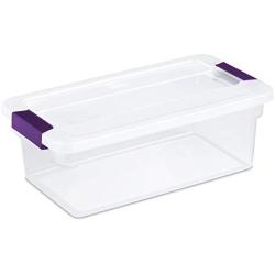 Sterilite 17511712 6 Quart/5.7 Liter ClearView Latch Box, Clear with Sweet Plum Latches, 12-Pack