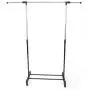 SRETAN Clothes Rack Portable Rolling Hanger Shelf Garment Bar Adjustable Heavy Duty Silver Black Double Bar Indoor Outdoor Stainless Steel Plastic (B1)