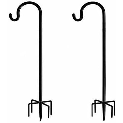 XVZ Shepherds Hook, 2 Pack Adjustable Shepherd Hook, 38 Inch Super Strong Metal Garden Shepherd Hooks for Hanging Birdhouses, Flower Pots, Lanterns, Wedding Decor-Black