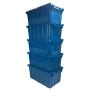 uBoxes, Storage and Packing Plastic Tote Crate Attached Lid Flip Top, 27-Inch x 17-Inch x 12-Inch, (Blue, 5-Pack)
