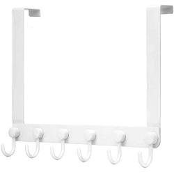 WEBI Over The Door Hook Door Hanger,Over The Door Towel Rack with 6 Coat Hooks for Hanging,Door Coat Hanger Over Door Coat Rack for Towels,Clothes,Back of Bathroom,White