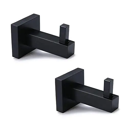 Z metnal Black Robe Hanger, Stainless Steel Wall Mounted Towel Hook, Bathroom Clothes Coat Hook Square Toilet Kitchen Door Hanger, Clean Line, 2 Pcs Z metnal Black Robe Hanger, Stainless Steel Wall Mounted Towel Hook, Bathroom Clothes Coat Hook Square Toilet Kitchen Door Hanger, Clean Line, 2 Pcs