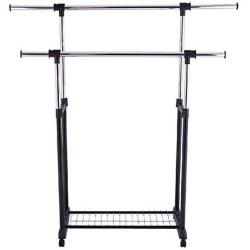Storage Laundry Drying Closet Stick Hanger Shelf Rolling Clothes Holder Rack Folding