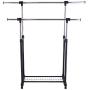 Storage Laundry Drying Closet Stick Hanger Shelf Rolling Clothes Holder Rack Folding