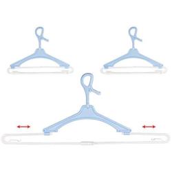 Heavy Duty Extra Wide Hanger Adjustable Shoulder 15.7"-26.5" Drying Hanger with Wind-Proof Swivel Hook 3 Pack, Sturdy Large Hangers for Wide Shirts, Polos, Tops, Cardigans, Heavy Winter Coats, Blue