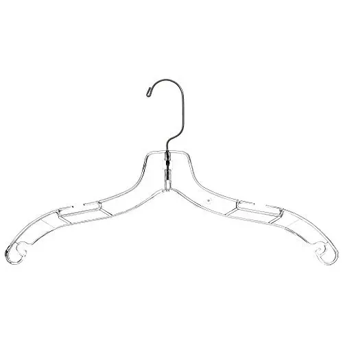 Mainetti 5400 Clear Plastic Hangers with 360 Swivel Metal Hook and Notches for Straps, Great for Shirts/Tops/Dresses, 17 Inch (Pack of 10)