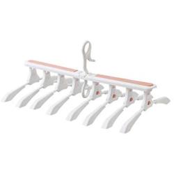 1Pcs Multi-Function Retractable Clothes Hangers Home Wardrobe Storage Rack Folding Windproof Plastic Hanger (Color : Pink)