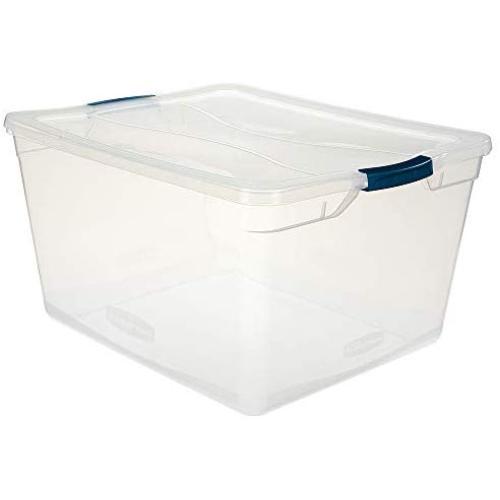 Rubbermaid Cleverstore Clear 71 QT Pack of 4 Stackable Large Storage Containers with Durable Latching Clear Lids
