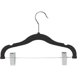 Home-it 12 PACK baby hangers with clips BLACK baby Clothes Hangers Velvet Hangers use for skirt hangers Clothes Hanger pants hangers Ultra Thin No Slip kids hangers